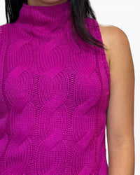 Sablyn - Salvia Sleeveless Cashmere Cable Turtleneck Top