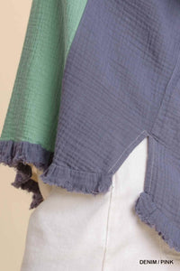 Umgee - Color Block Gauze Top