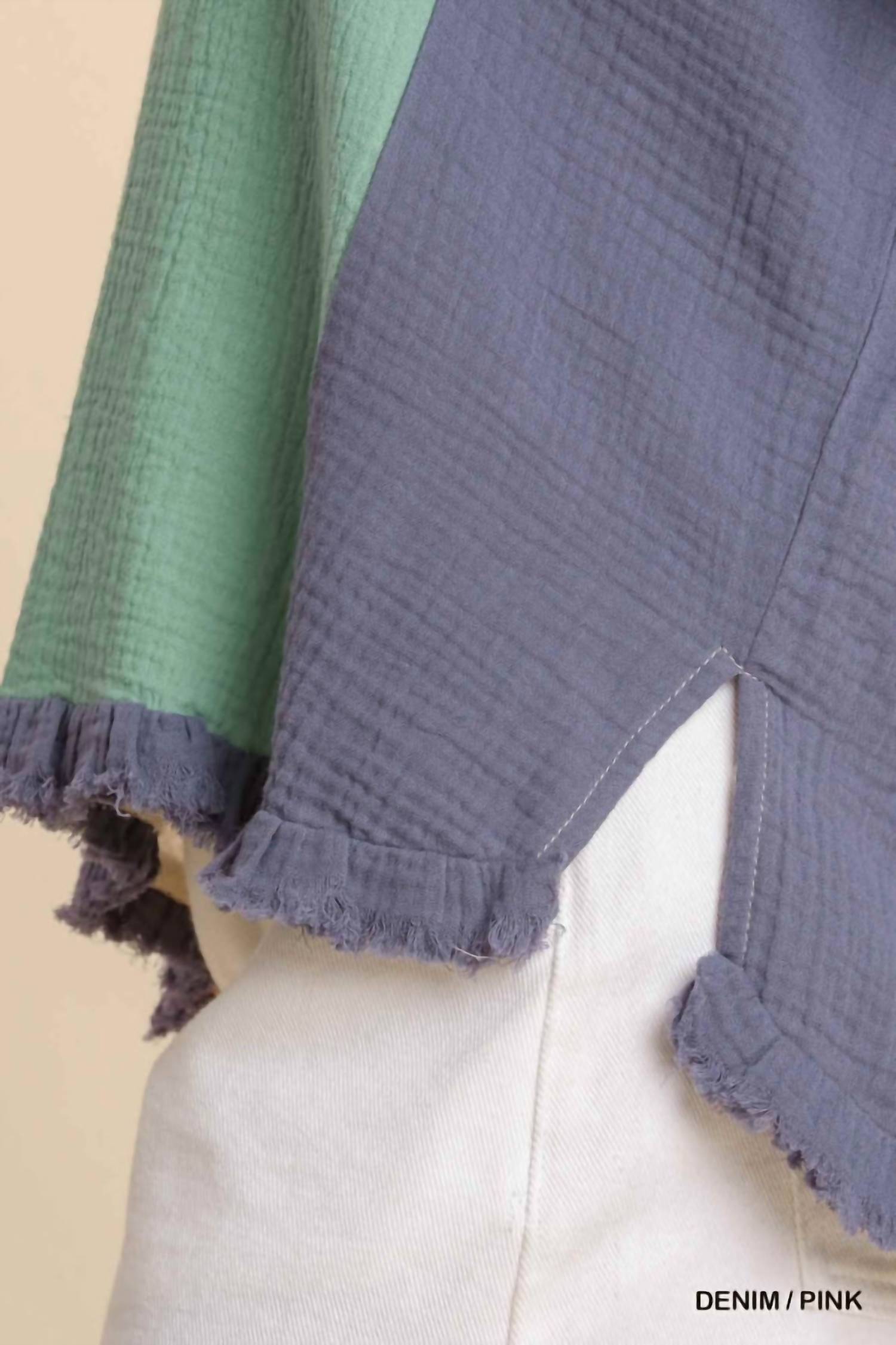 Umgee - Color Block Gauze Top
