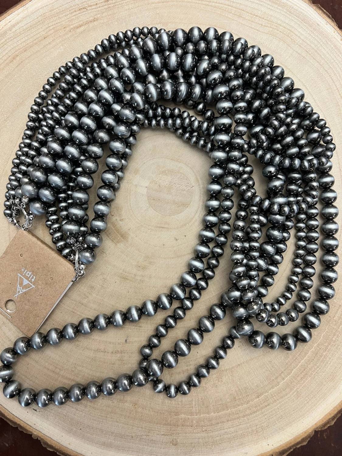 Tipi - Women's Eight Row Western Faux Sterling Pearl Statement Necklace