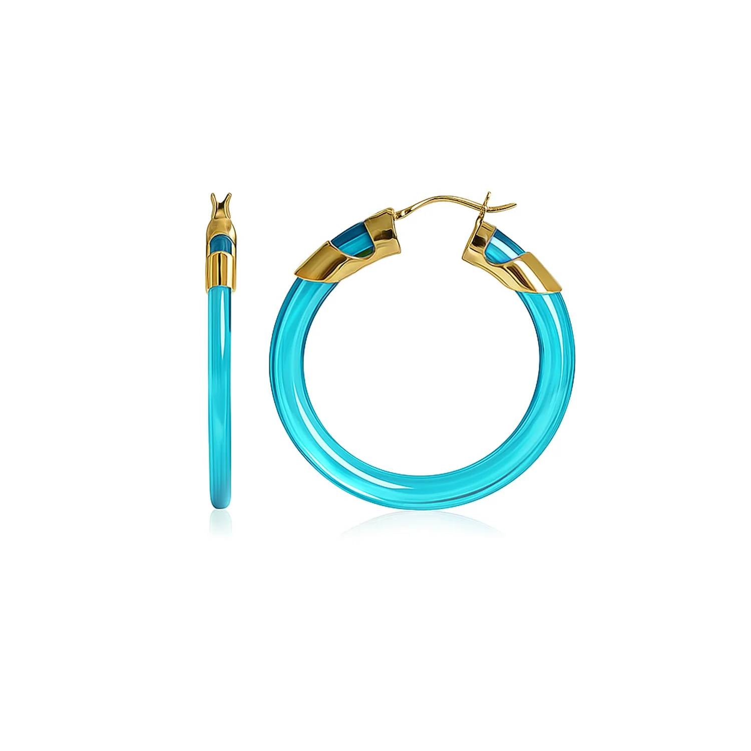 Gold & Honey - Women's Classic Flat Lucite Birthstone Hoop Earrings