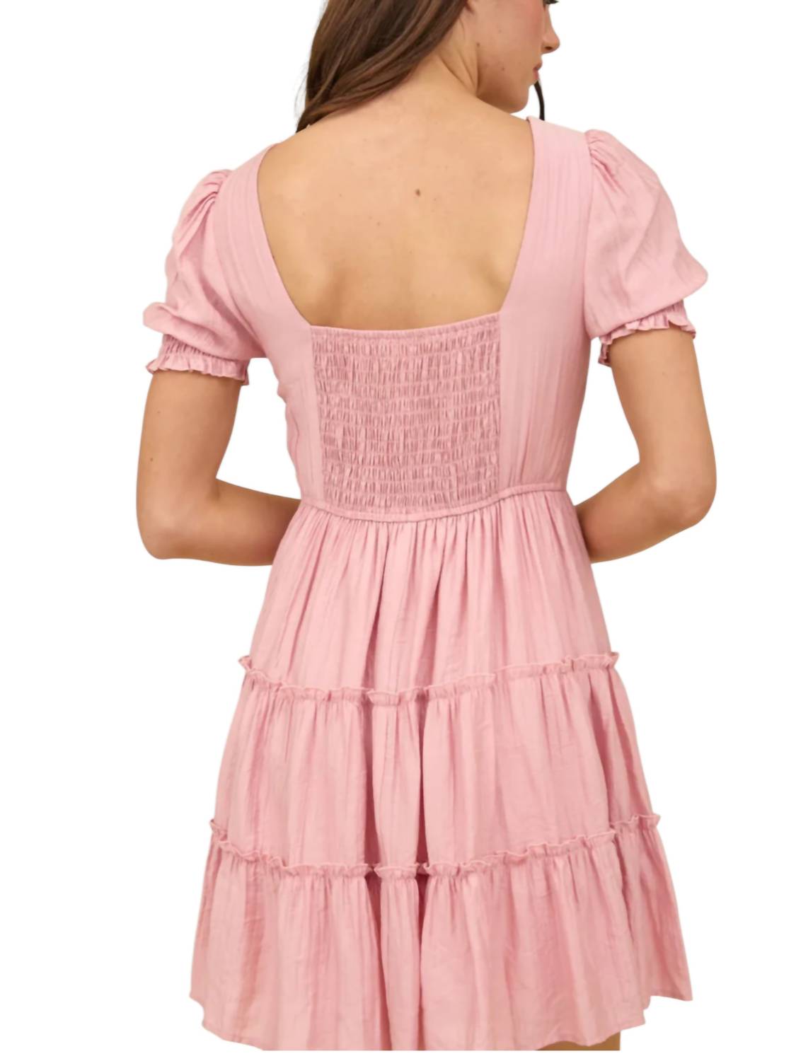 Blu Pepper - Square Neck Tiered Mini Dress