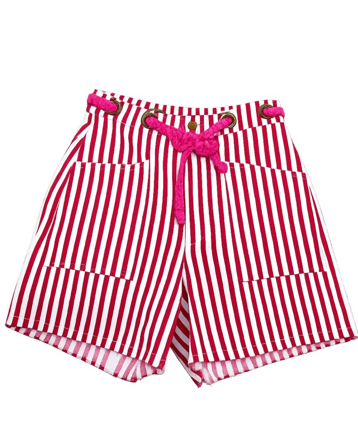 Urban Daizy - Women's High Rise Striped Denim Shorts