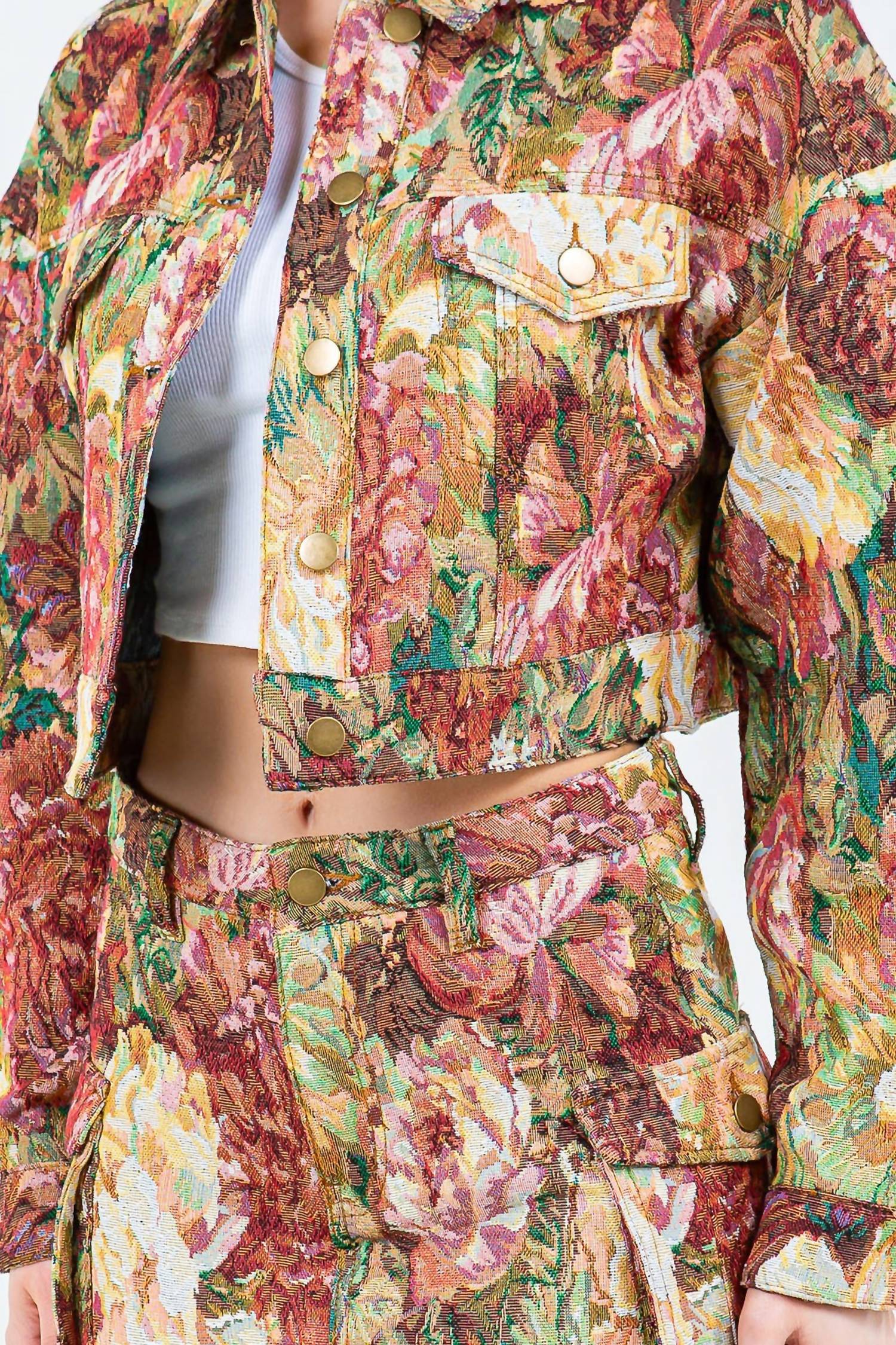 American Bazi - Autumn Jacquard Crop Jacket