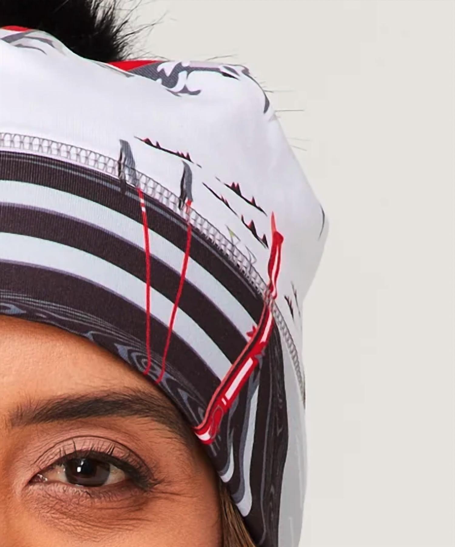 krimson klover Illustrated Beanie in apres anyone red - women's hat - detail view