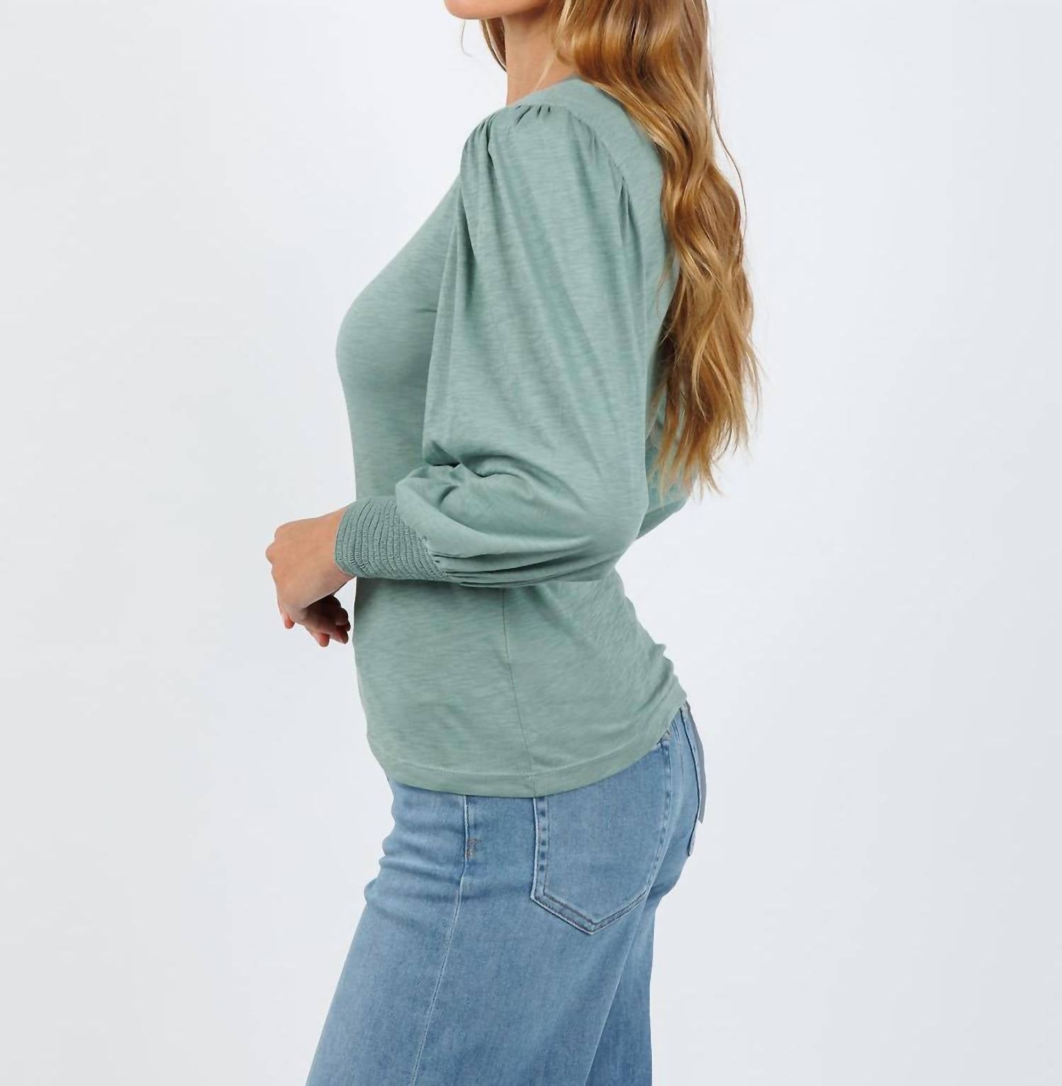 Nation Ltd - Loren Smocked Peasant Tee
