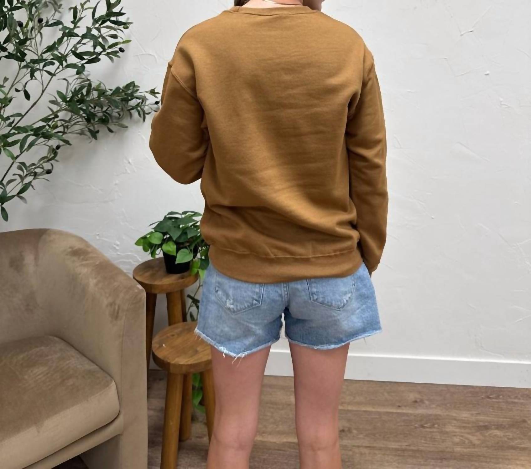 Moda Collection Grateful Every Little Thing Sweatshirt in brown - women's top - view 4