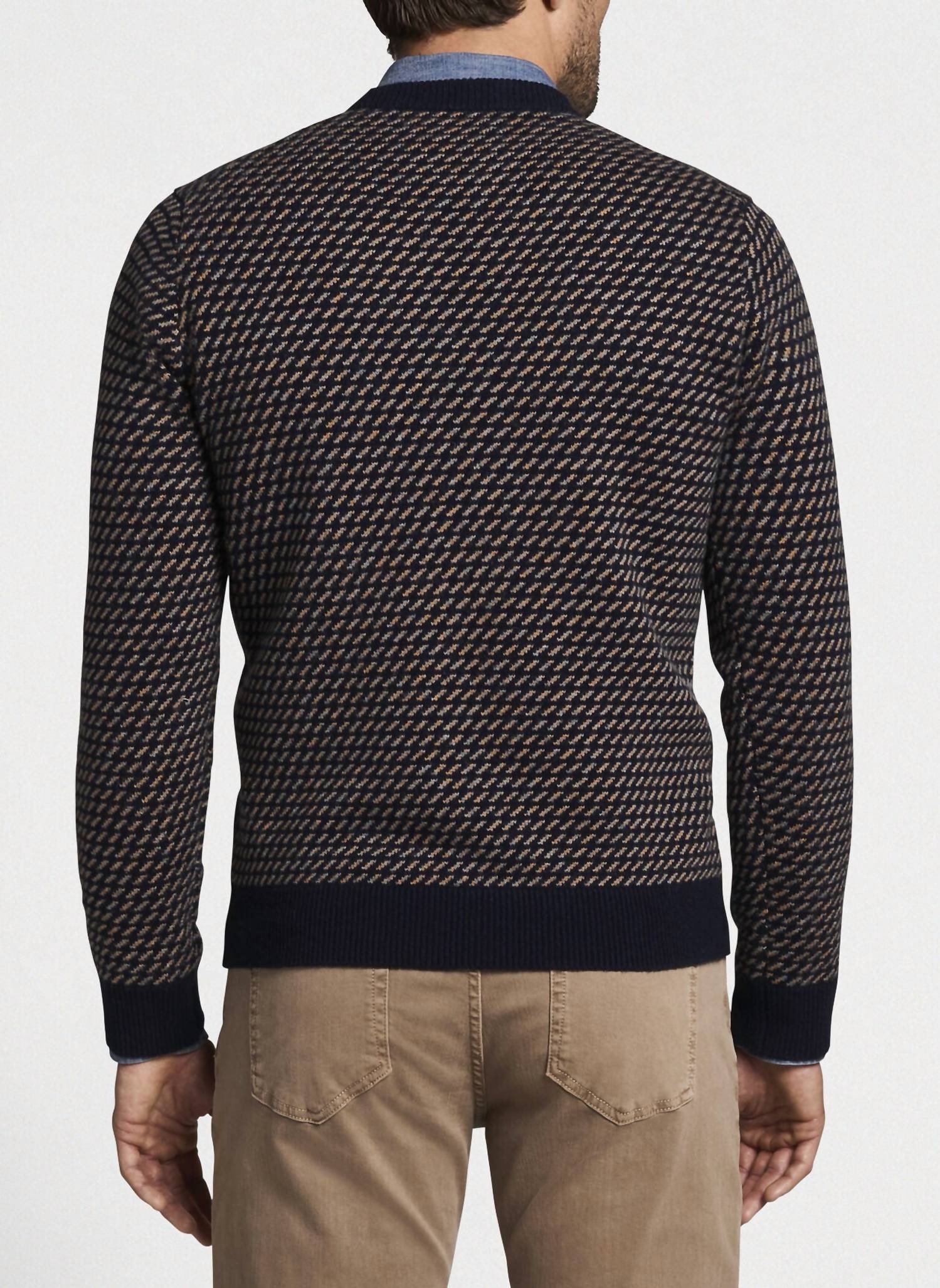 PETER MILLAR Norwegian Fisherman Crew Sweater in navy - women's sweater - detail view