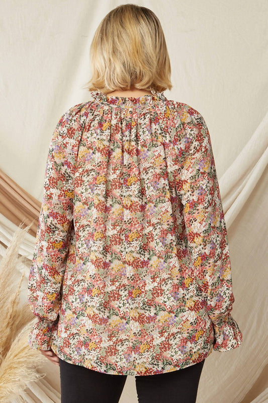 Entro - Ruffle Detail V Neckline Blouse