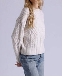 Minnie Rose - Pure Air Cashmere Mixed Cable Pattern Sweater