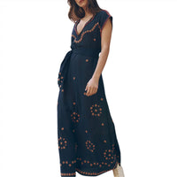 THE GREAT. Women's The Beaded Corridor Dress in navy - women's dress - view 4