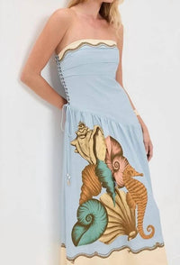 Farm Rio - Souvenir Strapless Side Ties Midi Dress