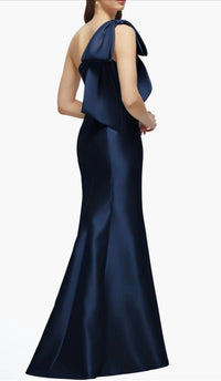 Alfred Sung - Bow One-shoulder Satin Twill Mermaid Gown