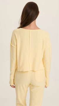 Wearables Lunaria Annika Long Sleeve Boat Neck Top in luscious butter yellow - women's long sleeve top - alternate view