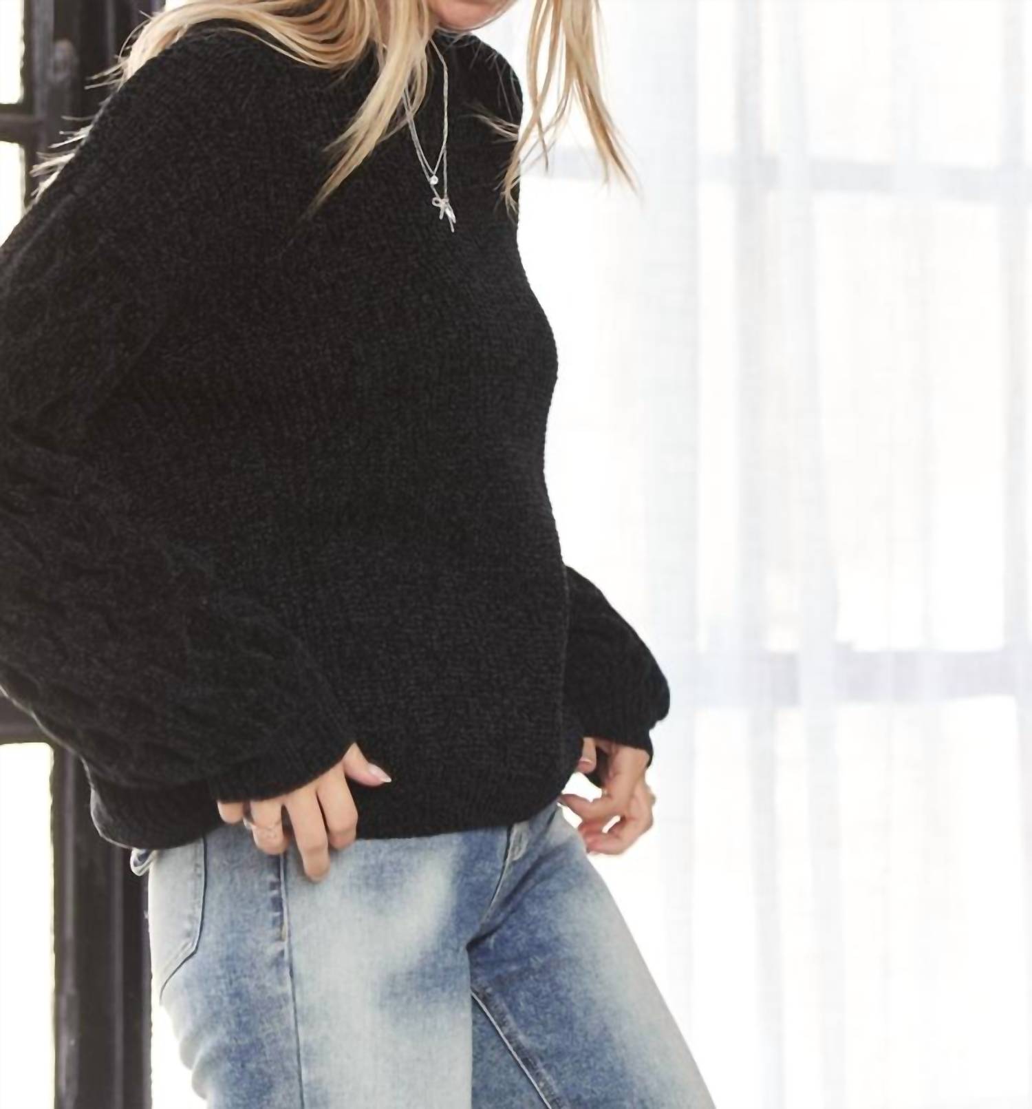 Madelyn - Puff Sleeve Sweater Top - Plus