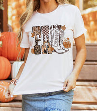 1 The Woman - FALL Letter Print Western Thanksgiving Graphic T-Shirt