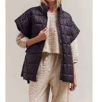 Grade & Gather - High Neck Zip Up Quilting Padded Vest