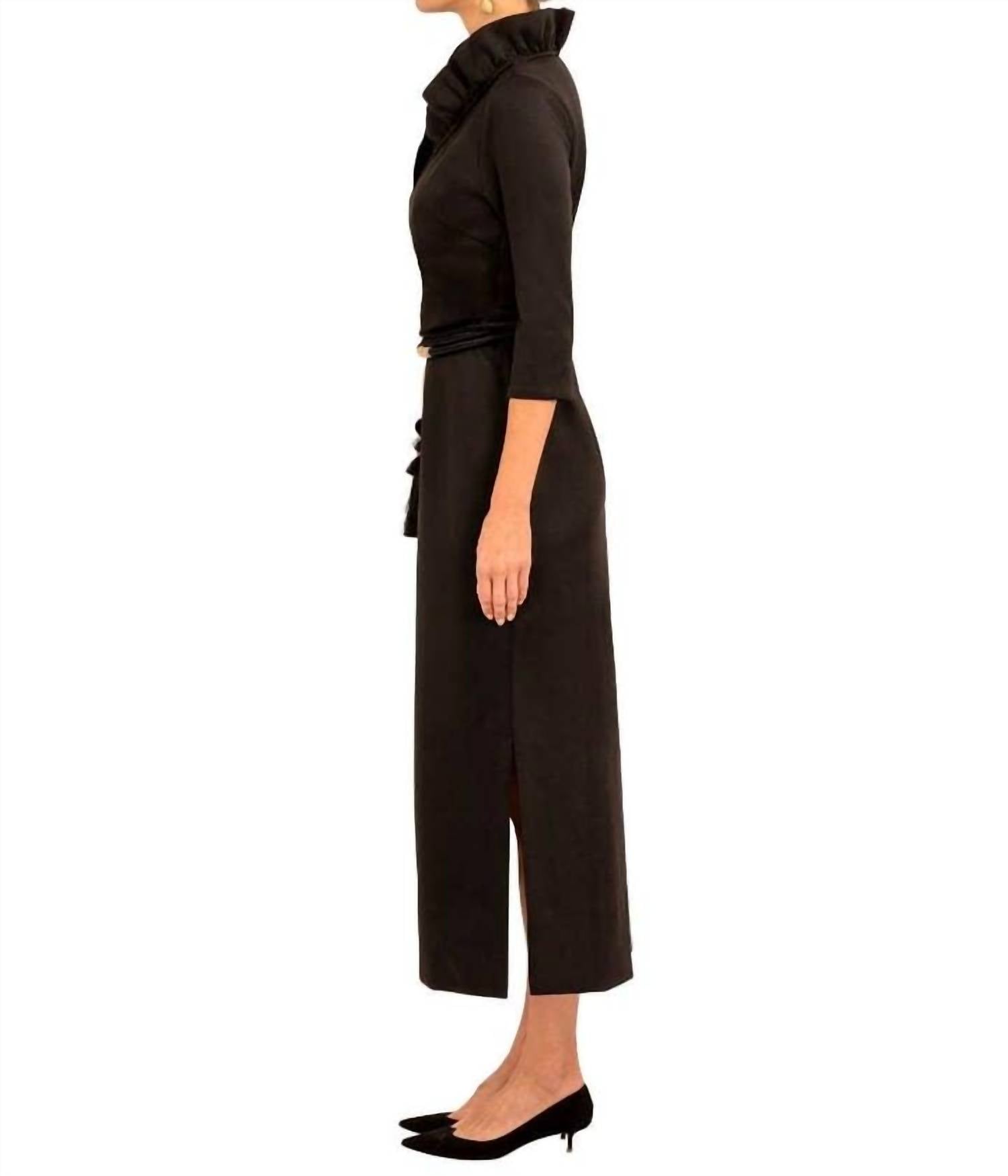 GRETCHEN SCOTT Ruffneck Maxi Dress - Plus in black - women's dress - detail view