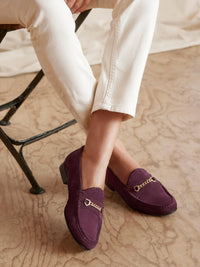 Fairfax & Favor Women's Apsley Loafer in elderberry - women's flats - detail view