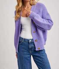 BluIvy Button Up Short Cardigan in very peri 1 - women's cardigan - view 4