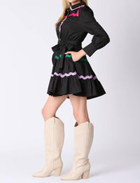 Peach Love - Multi Color Ricrac Trim Dress