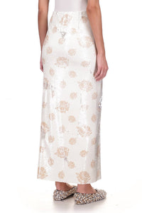 Marina Moscone - Floral Print Side Slit Skirt