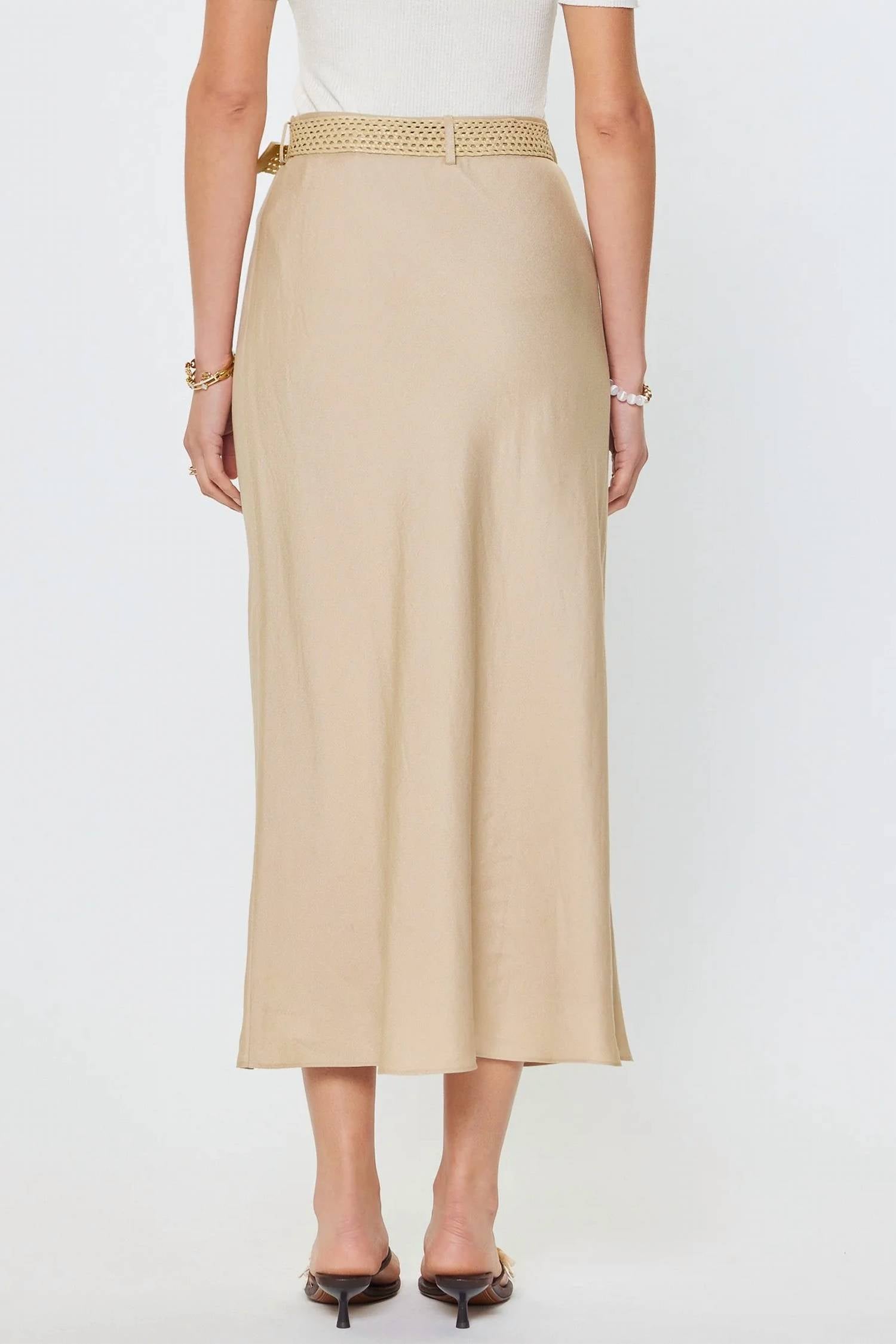 Current Air - Crystal Linen Blend Midi Skirt