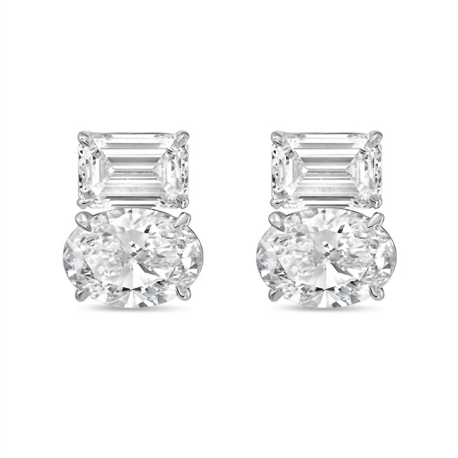 Diana M Jewels - Women's Emerald & Oval Lab-grown Diamond Stud Earrings (3.00 Tcw) - Signature