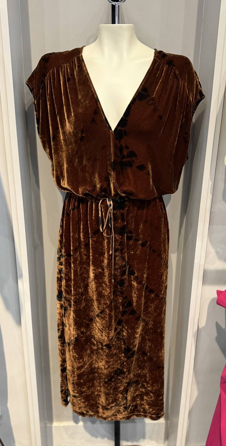 young fabulous & broke Women's Velvet Midi Dress in gold - women's dress