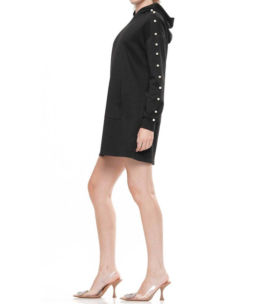 Why Dress - Light Lyocell Front Pocket Pearl Hoodie Dress