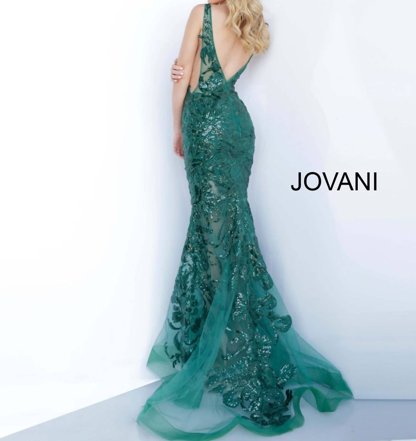 Jovani - Floral Appliques Prom Dress