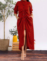 Karen T Design - Button Down Stripe Midi Dress