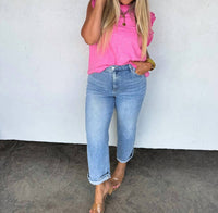BLAKELEY Sweet Lace Days Short Sleeve Tee in pink - women's blouse