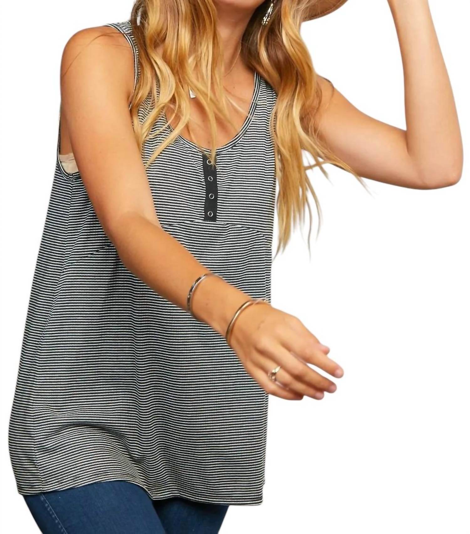 Haptics - STRIPE SNAP TOP TANK TOP