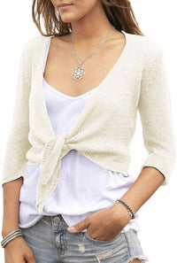 Wooden Ships - Women's Tie Front Shrug 3/4 Sleeve Top