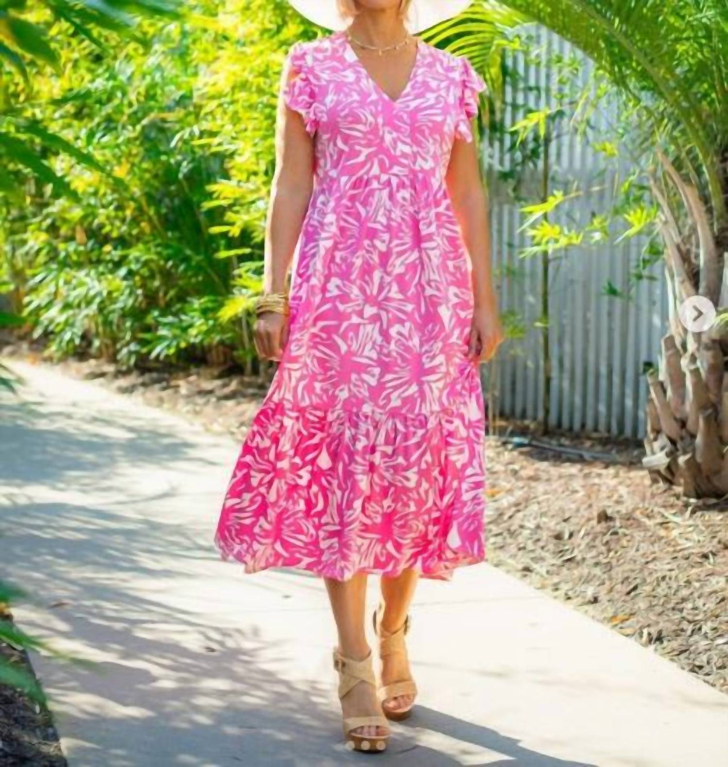 La Mer Luxe - Women's Knit Short Sleeve Brooke Midi Dress