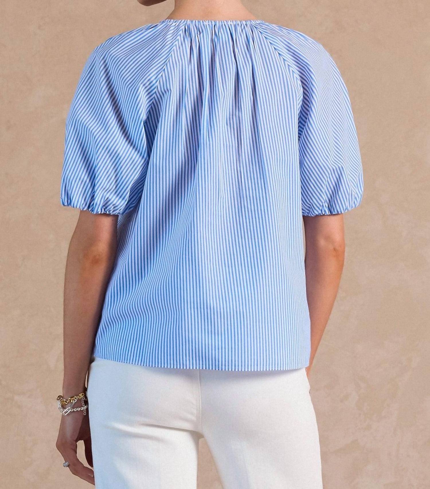 Current Air - Striped Embroidered Top
