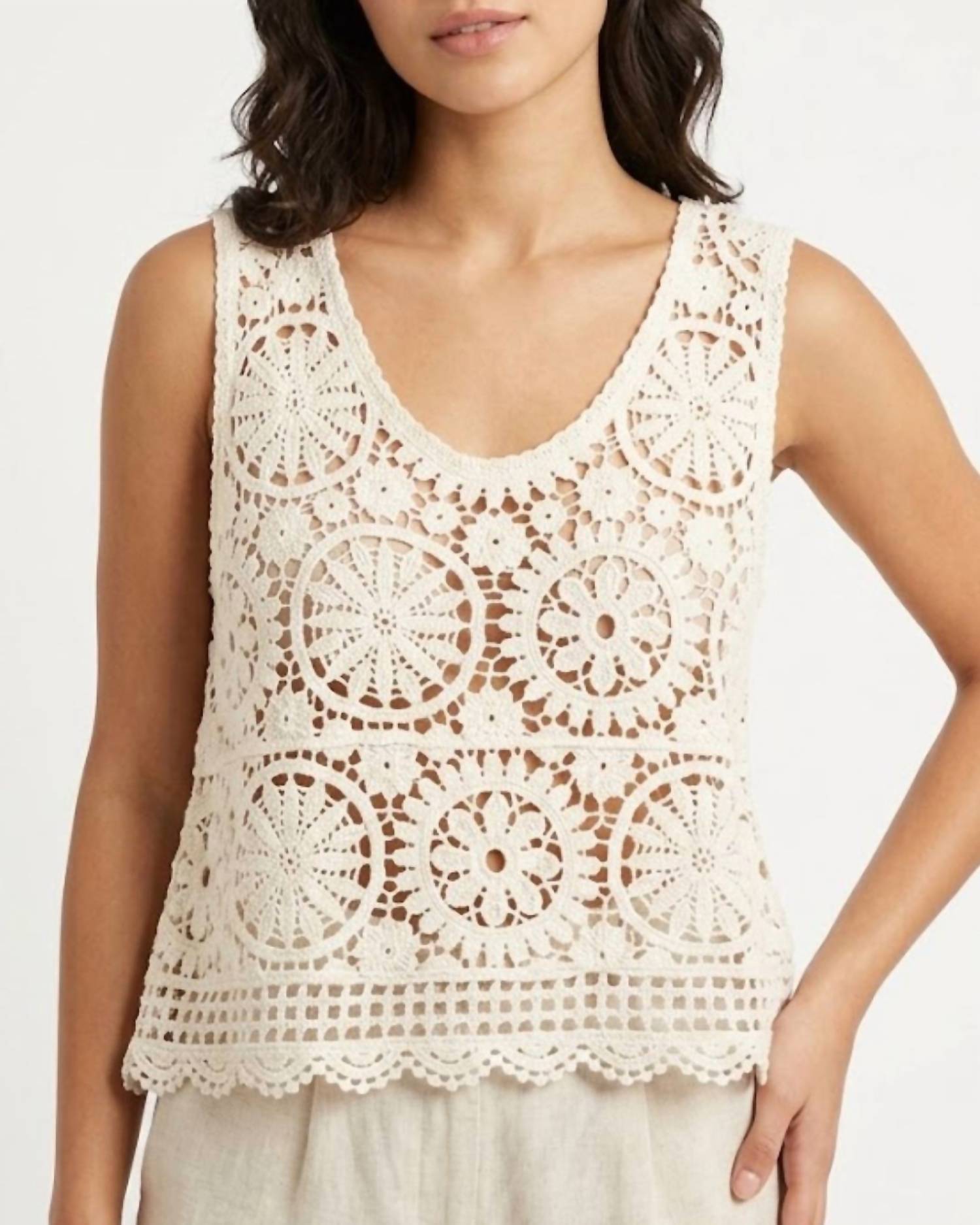 Pol - Floral Crochet Top