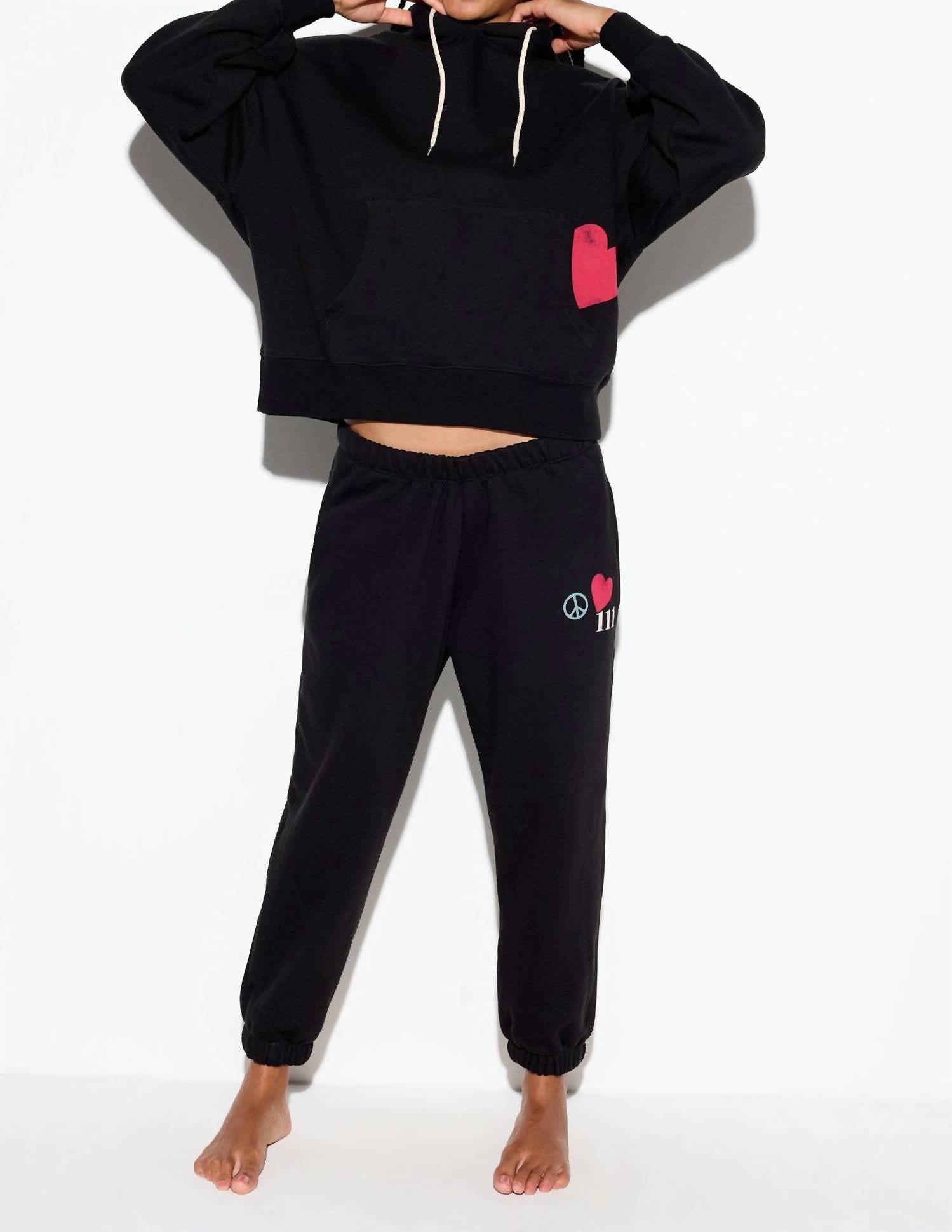 SPIRITUAL GANGSTER Power Of Love Bowie Sweatpants in black - women's pants