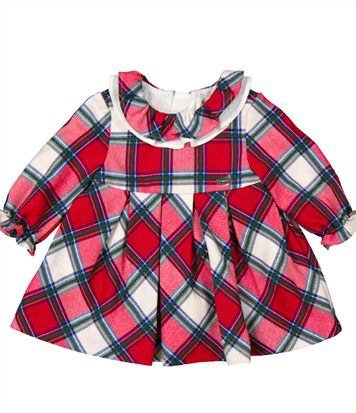 Mayoral Kid's Long Sleeve Plaid Dress in red - kids' dress