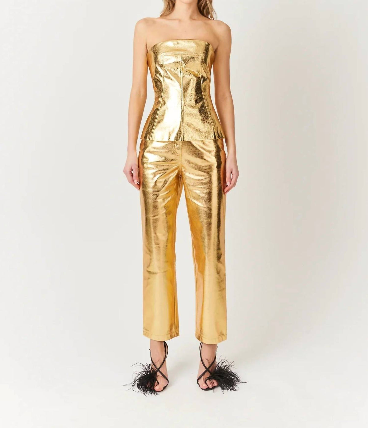 Amylynn - Metallic Leather Tube Top