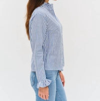Six/Fifty - Holland Poplin Striped Ruffle Detailed Blouse