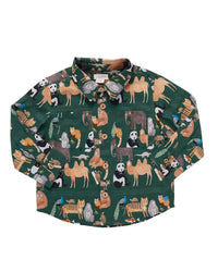 PINK CHICKEN Jack Long Sleeve Shirt in animals of asia - kids' shirt - detail view