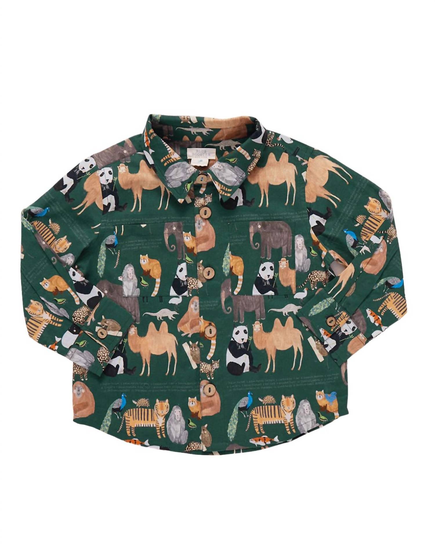 PINK CHICKEN Jack Long Sleeve Shirt in animals of asia - kids' shirt - detail view