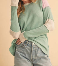 Aemi + Co - Sage Colorblock Long Sleeve Top