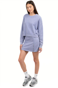 Elle Grey - Flare Crewneck Top And Elastic Waist Skirt Set