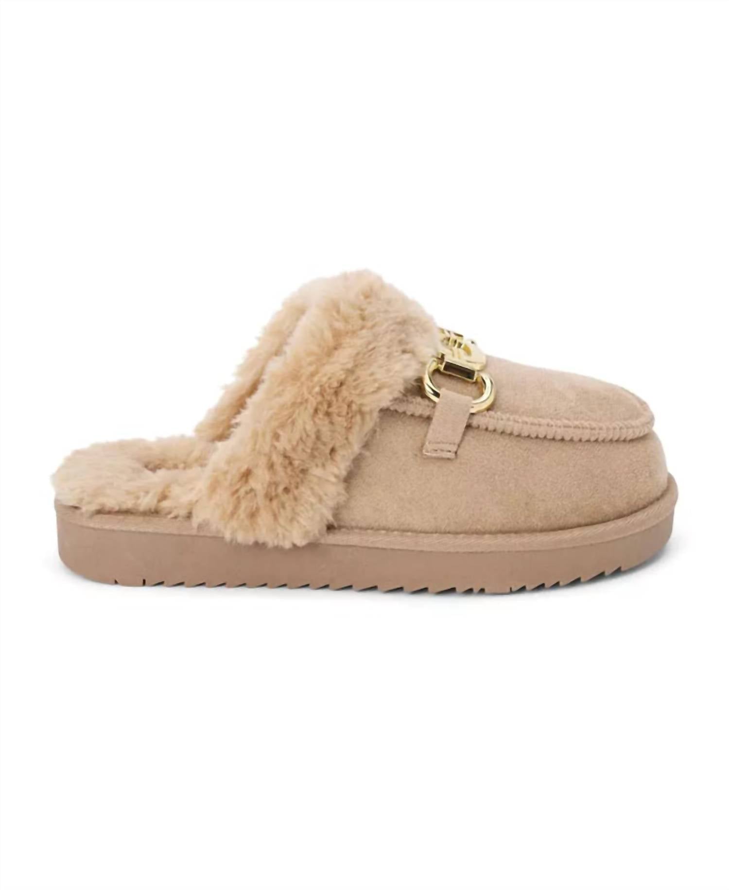 Matisse Women's Davos Faux Fur Mule in beige - women's shoe - detail view