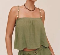 Bella Dahl - Smocked Beaded Strap Tank