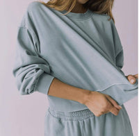 Chaser Casbah Crop Pullover in garden sage - women's shirt - detail view