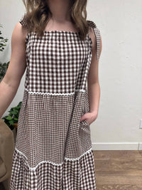 Wishlist - Lightweight Everyday Gingham Tiered Midi Dress